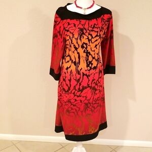 Beautiful vintage 555 Los Angeles dress, size Small, abstract design.3/4 sleeves